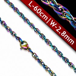 Chaine  hommes en acier multicolore maille elliptique 61 cm x 3