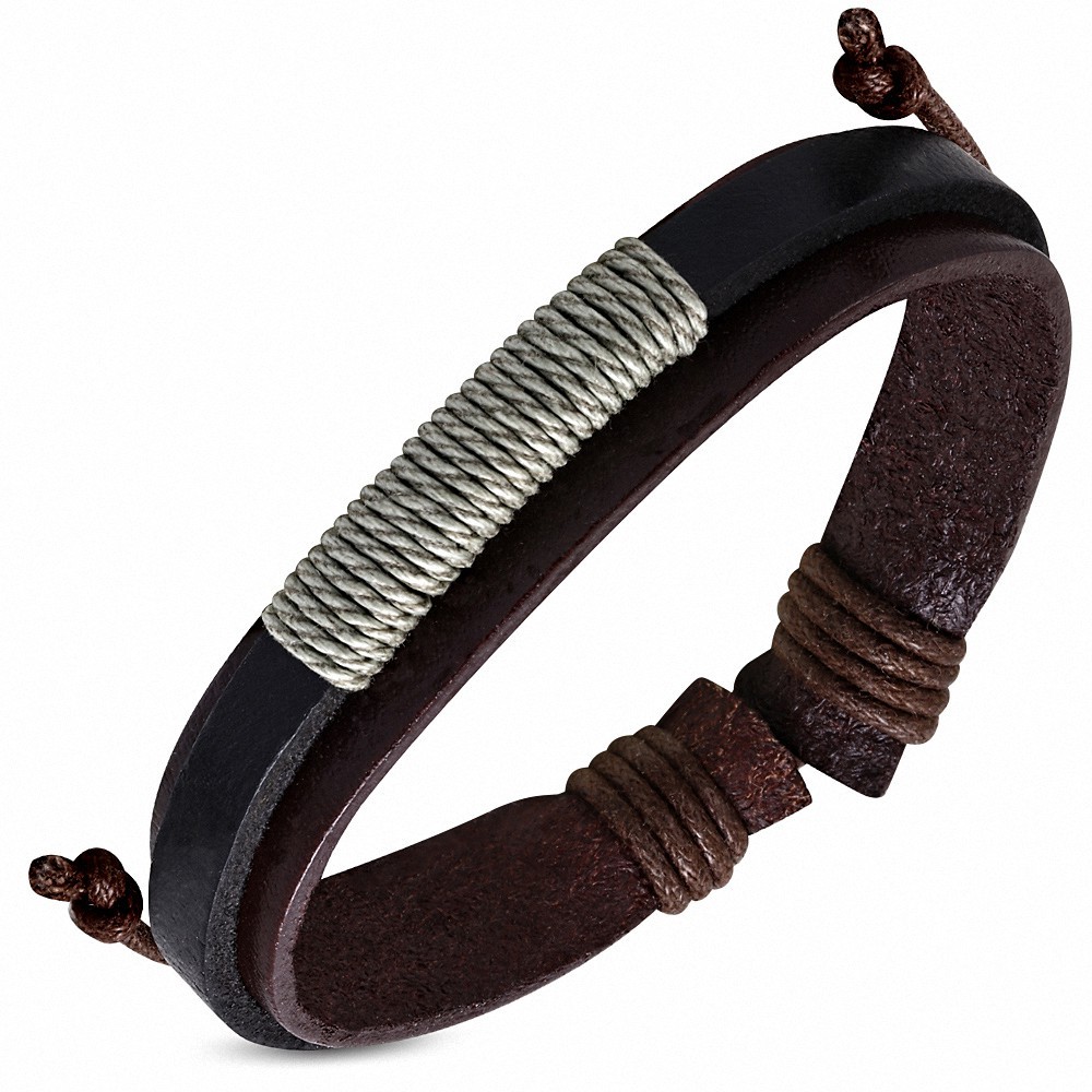 Bracelet homme cuir marron et noir