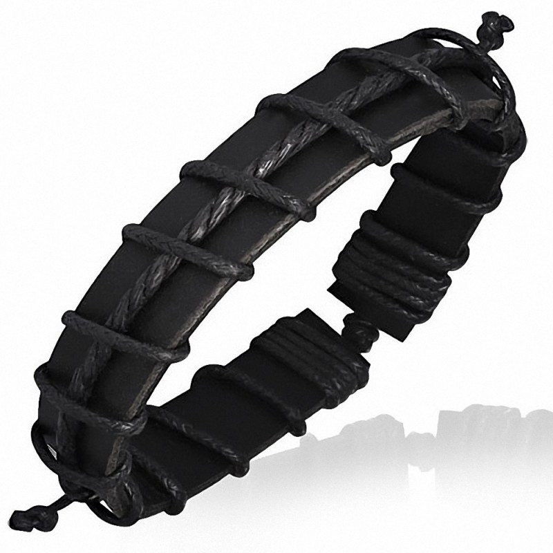 Bracelet homme cuir noir corde noir Bracelet homme cuir noir corde noir