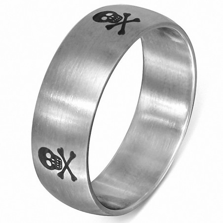 Bague homme acier crânes de pirate et os