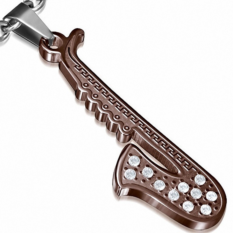 Pendentif homme saxophone marron