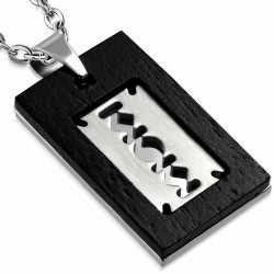 Pendentif homme bois lame de rasoir