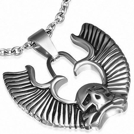 Pendentif homme biker crâne avec ailes