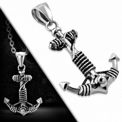 Pendentif homme biker ancre de bateau