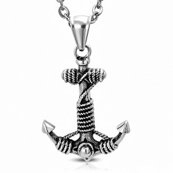 Pendentif homme biker ancre de bateau