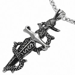 Pendentif homme biker poignard serpent