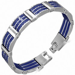 Bracelet pour hommes acier et caoutchouc bleu royal