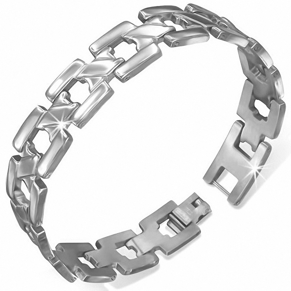 Bracelet homme en acier maillons torsadés