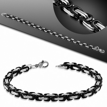 Bracelet homme lien byzantin noir et argenté