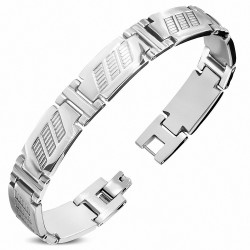 Bracelet homme en acier rainures maille panthère