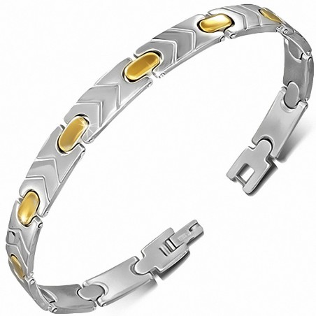 Bracelet homme acier argenté et doré flèches