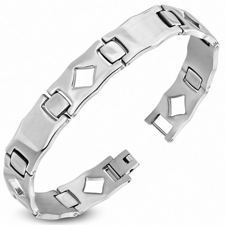 Bracelet homme acier rectangles maille panthère