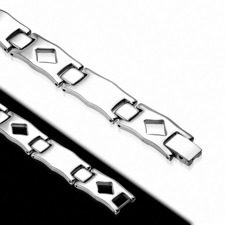 Bracelet homme acier rectangles maille panthère