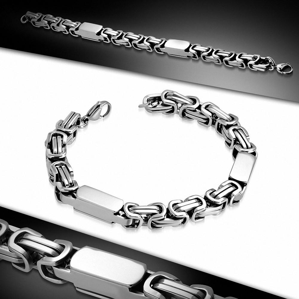 Bracelet homme en acier maillons byzantins largeur 8 mm