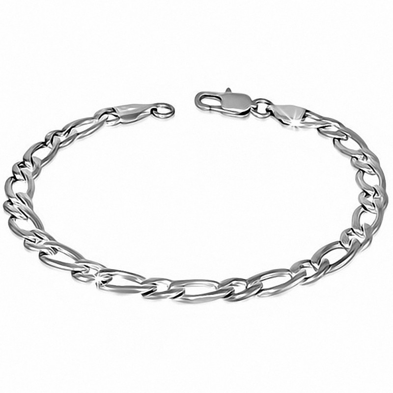 Bracelet homme acier maille figaro largeur 6 mm