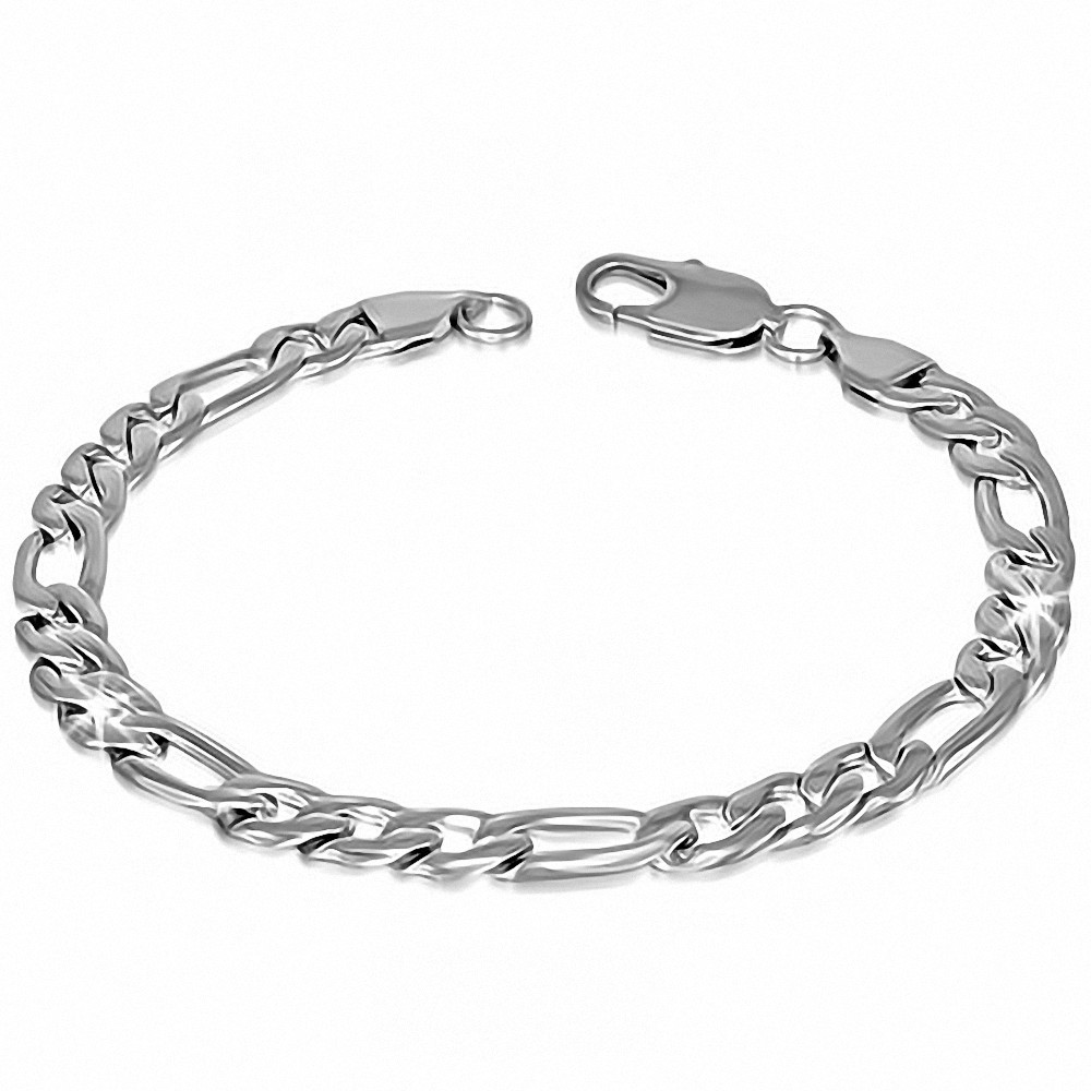 Bracelet homme acier maille figaro largeur 7 mm