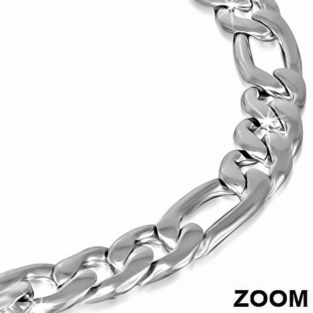 Bracelet homme acier maille figaro largeur 7 mm