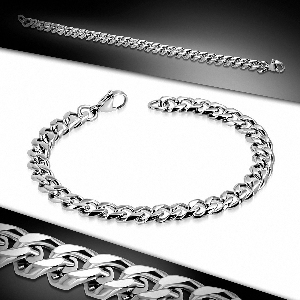 Bracelet homme acier maille cubaine largeur 8 mm