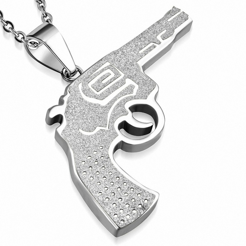 Pendentif homme revolver finition sablée