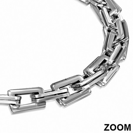 Bracelet homme acier maillons rectangulaires