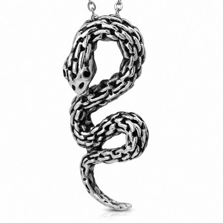 Pendentif homme biker serpent spirale