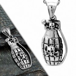 Pendentif homme biker grenade crane de pirate