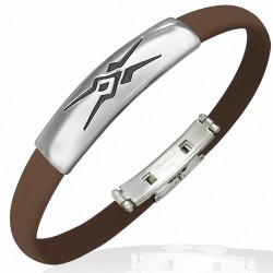 Bracelet homme caoutchouc marron tribal