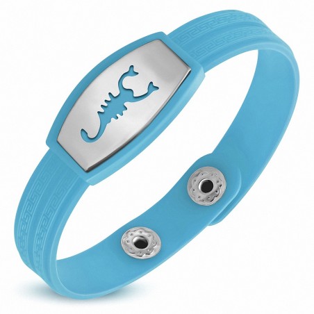 Bracelet homme watch caoutchouc bleu clair scorpion