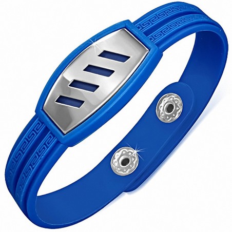 Bracelet homme watch caoutchouc bleu plaque striée