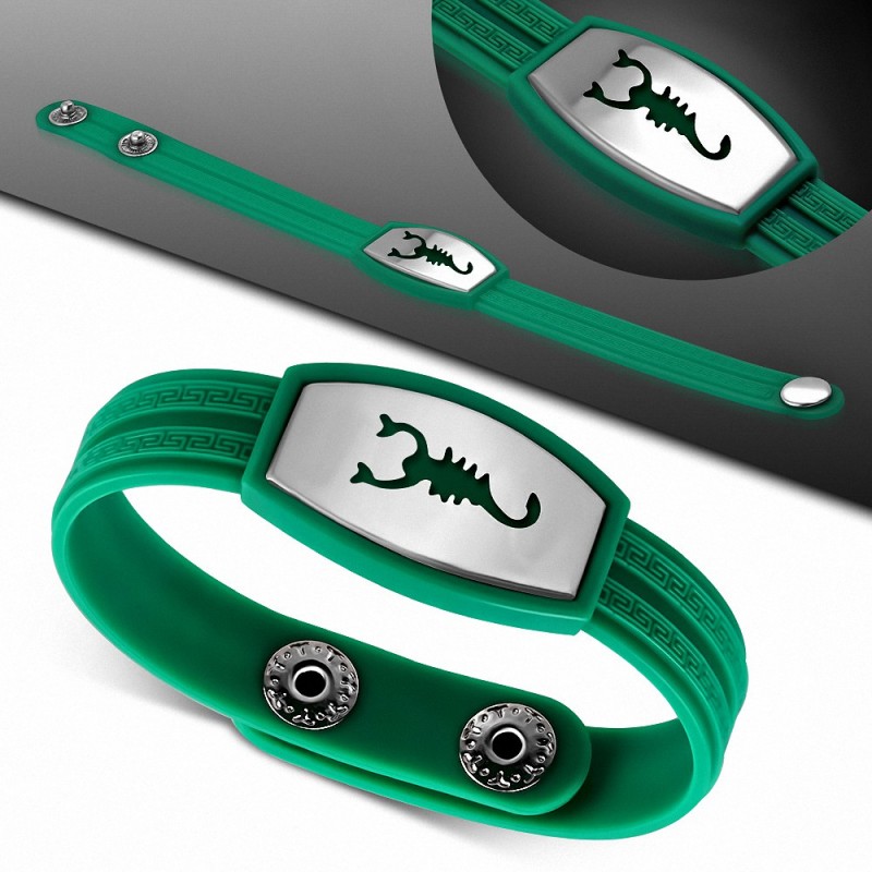 Bracelet homme watch caoutchouc vert scorpion