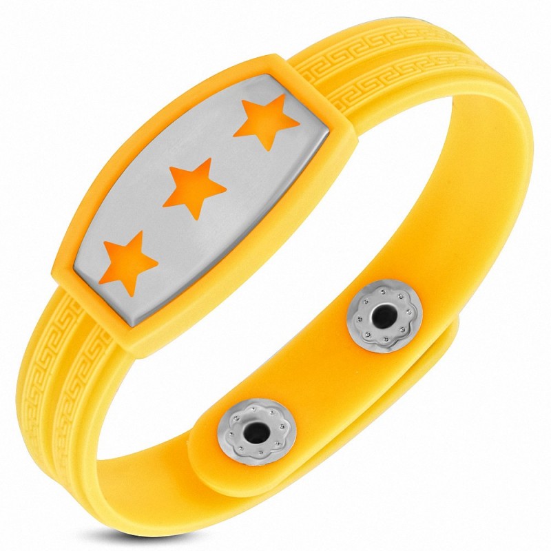 Bracelet homme watch caoutchouc jaune trois étoiles