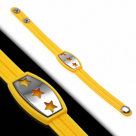 Bracelet homme watch caoutchouc jaune trois étoiles