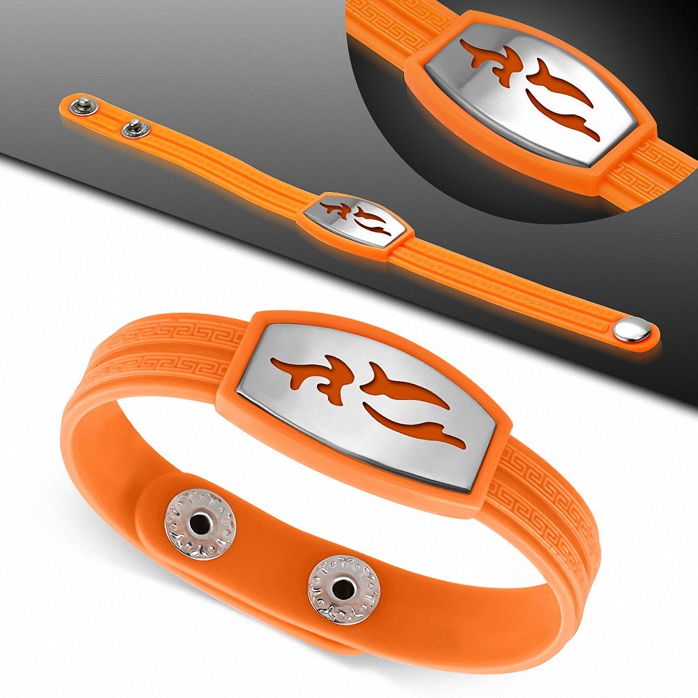 Bracelet homme watch caoutchouc orange  tribal