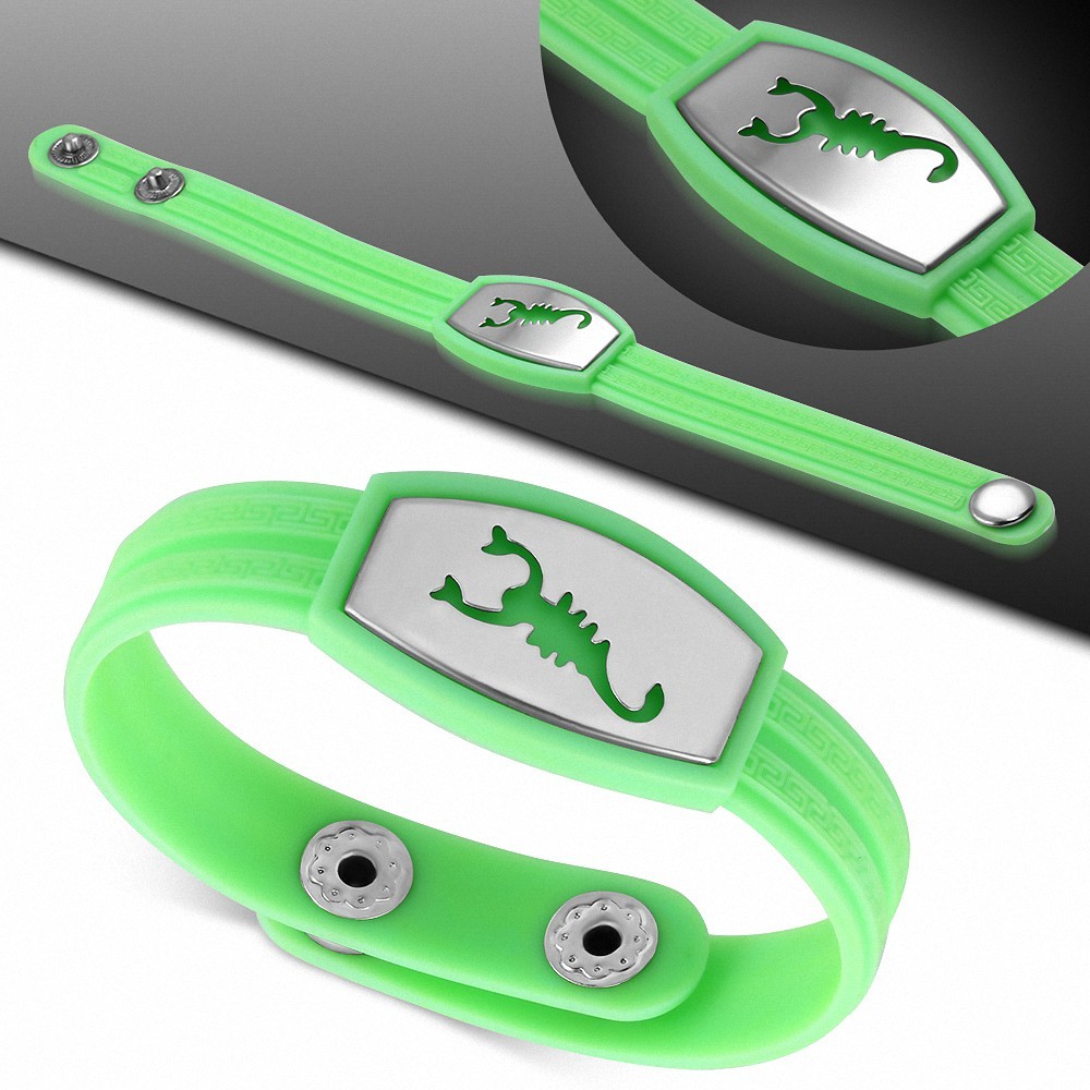 Bracelet homme watch caoutchouc vert clair scorpion