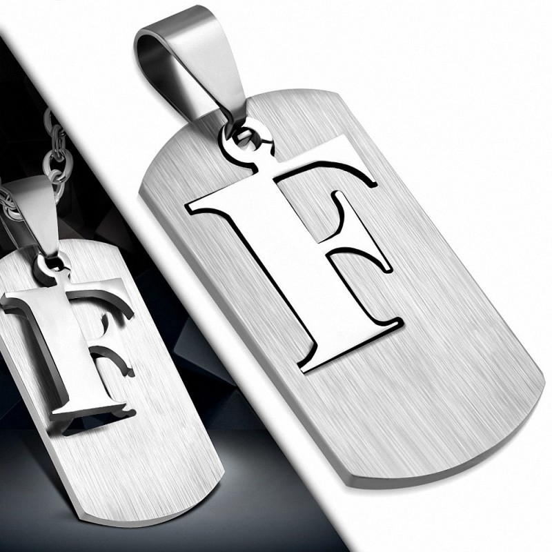 Pendentif homme plaque lettre F