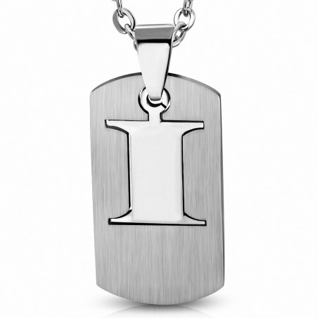 Pendentif homme plaque lettre I