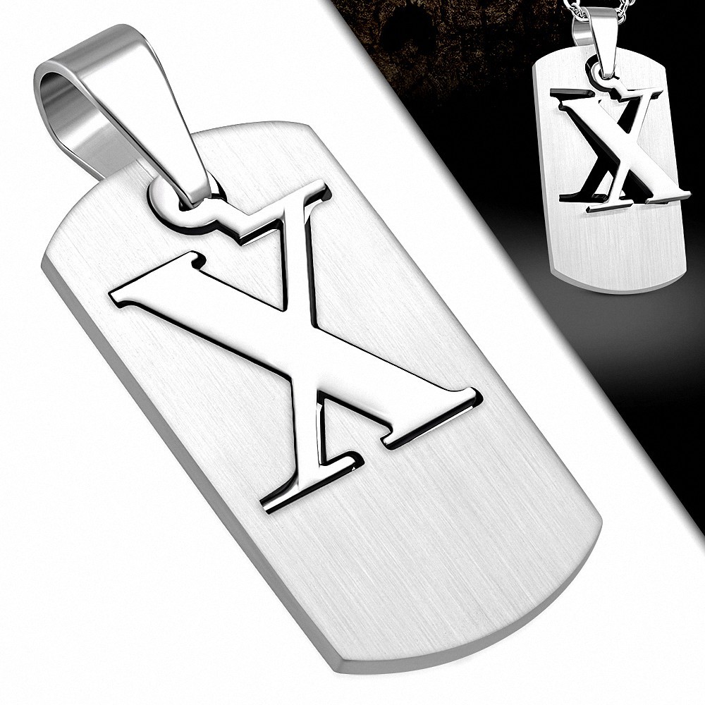 Pendentif homme plaque lettre X