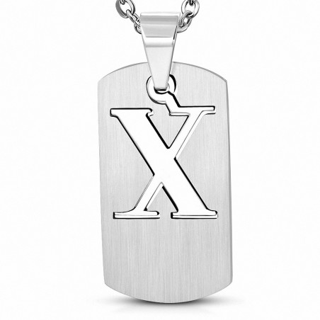 Pendentif homme plaque lettre X