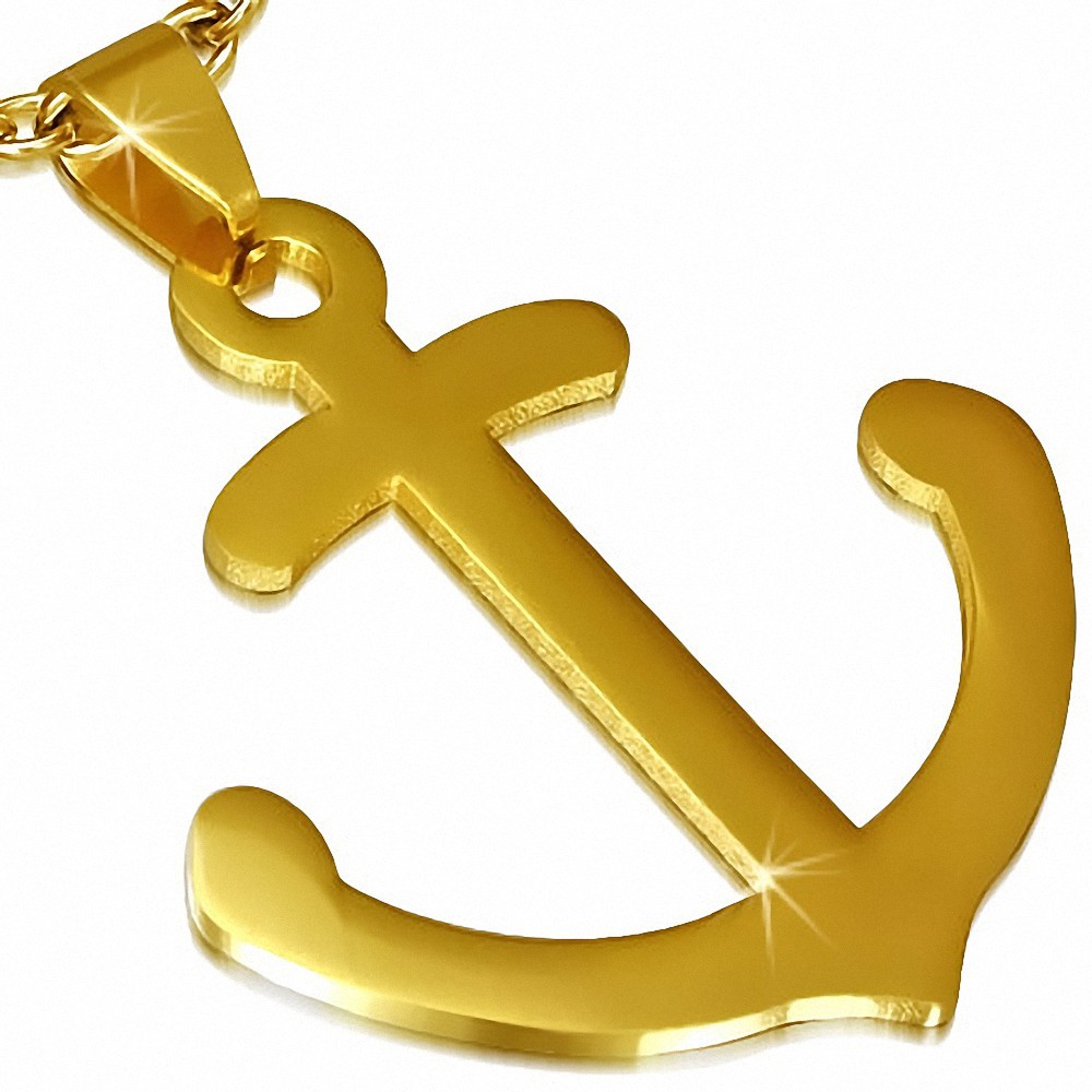 Pendentif homme doré ancre marine