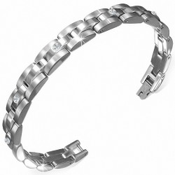 Bracelet hommes en acier maille panthère