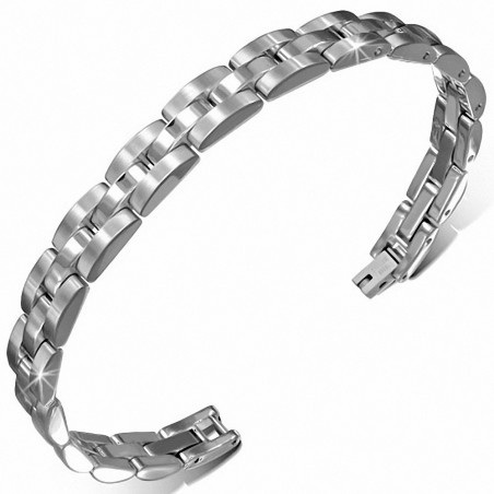 Bracelet hommes en acier maille panthère finition matte