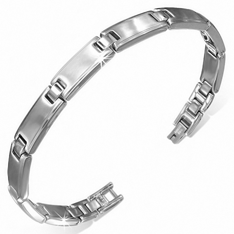 Bracelet pour hommes plaques en acier avec maille panthère