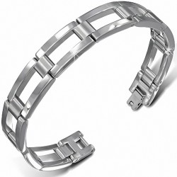 Bracelet pour hommes en acier plaques rectangulaires creusées