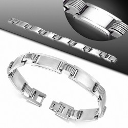 Bracelet pour hommes en acier avec plaques gravables
