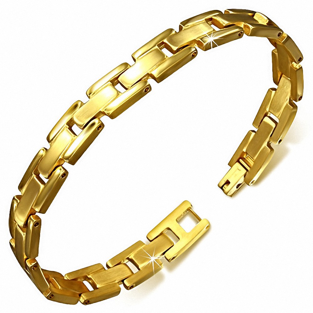 Bracelet pour hommes en acier doré maille panthère de 9 mm