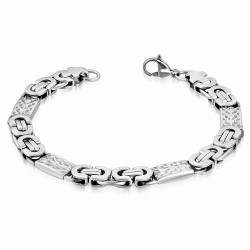 Bracelet homme acier argenté maille byzantine largeur 8 mm