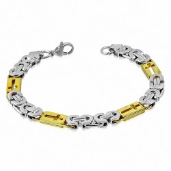 Bracelet homme argenté et doré croix maille byzantine largeur 6 mm