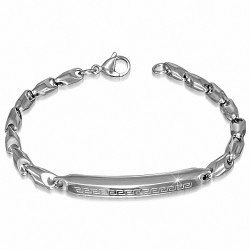 Bracelet homme en acier plaque avec motif clef grecque