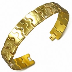 Bracelet homme en acier doré maille style puzzle