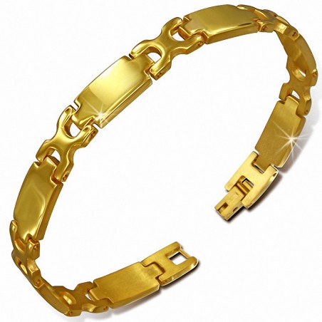 Bracelet pour hommes en acier doré avec liens en X